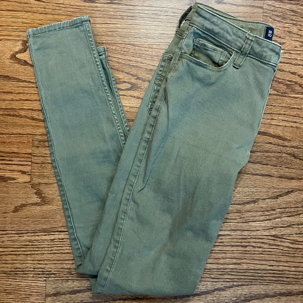 Hollister Super High Rise Skinny Jeans Jegging Sage Green 3R Stretchy W 26 L 30